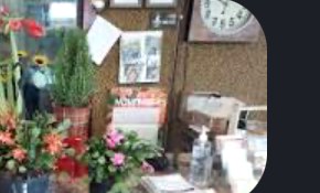 The design bench with fresh arrangements in progress